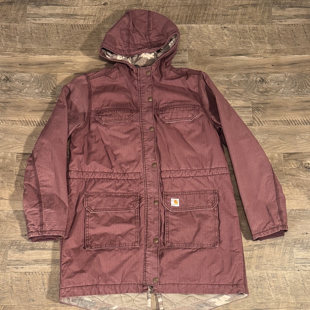 Carhartt Women's Deep Wine Fryeburg Insulated Hooded Coat - Size M (8/10)